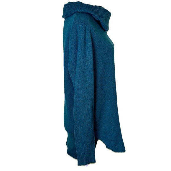 Women’s Teal Cowl Neck Oversized Sweater Quiet Luxury Winter Minimalist Size Med - Picture 4 of 9